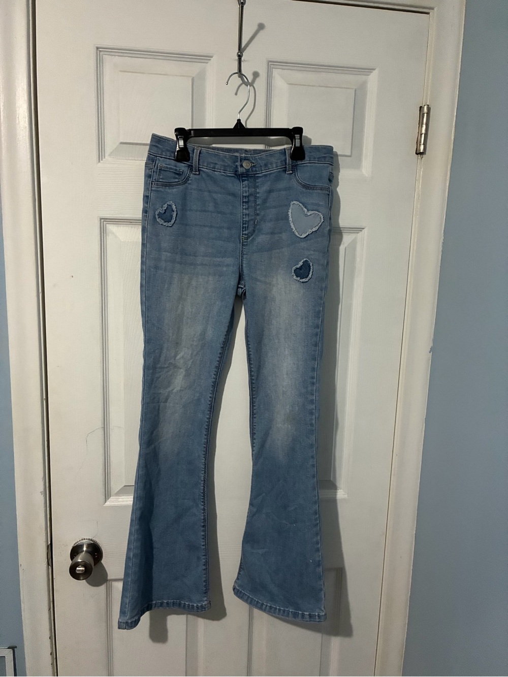 wonder nation Light Blue Heart Patch Flare Jeans